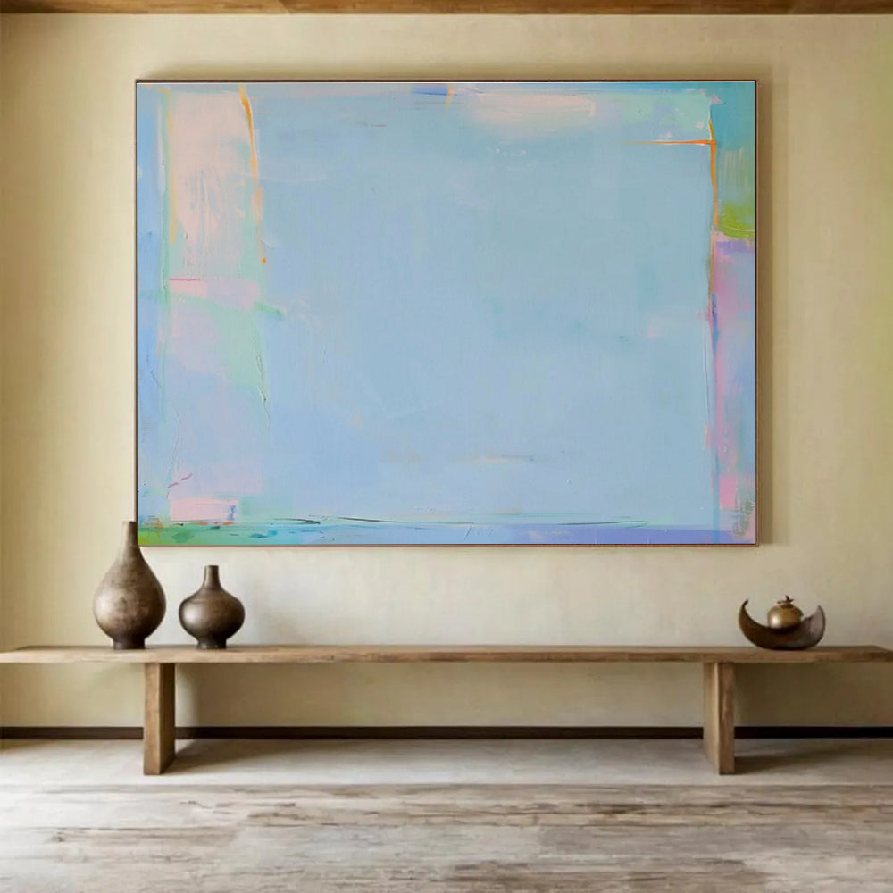 “Soft Blue Minimalism” Abstract Acrylic Painting On Canvas DKH492