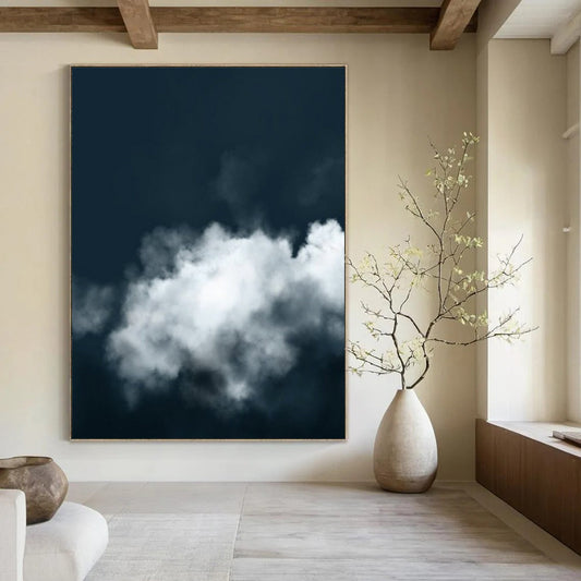 “Dark Sky & Clouds” - Dark Blue, White Photographic Art On Canvas DTP233