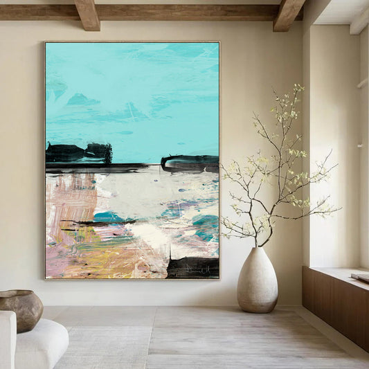 “Pastel Coastal Abstract” - Soft - Colored Coastal Abstract Painting On Canvas DTP197