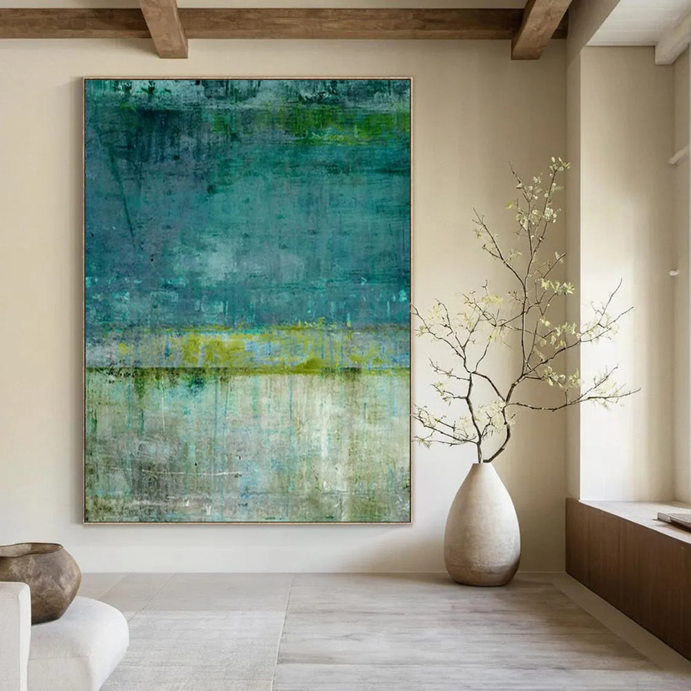 Teal & Green Textured Abstract - Textured Color - Field Painting On Canvas CT2272