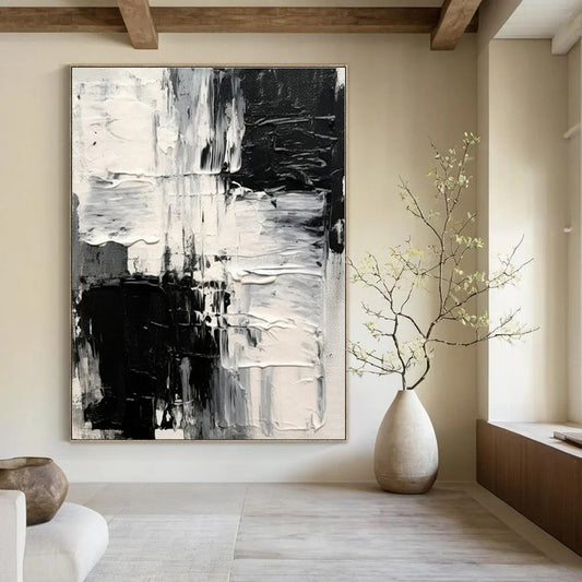 Monochrome Textured Chaos - Abstract Impasto Oil CT1248