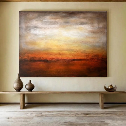 “Warm Sunset Gradient” Abstract Landscape Painting On Canvas DKH343