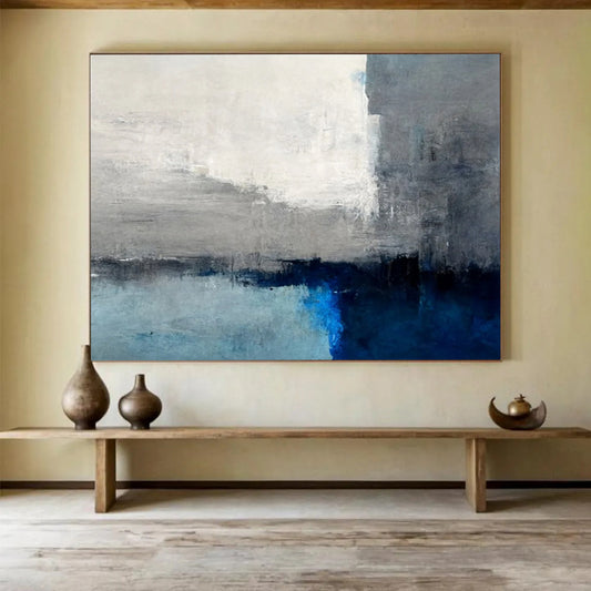“Gray - Blue Abstract Horizon” Abstract Painting On Canvas DLZ074