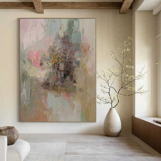 “Soft Colorful Abstract Floral” – Abstract Still Life Painting CT1167