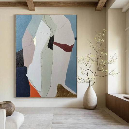 “Green & White Flowing Forms” - Colorful Abstract Organic Painting DKH1053