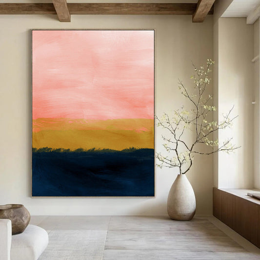 “Pink and Gold Sunset” - Minimalist Landscape CT2022