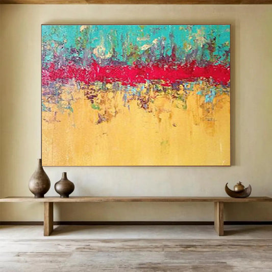 “Vibrant Color Strip Abstract” Abstract Expressionist Painting On Canvas DKH403