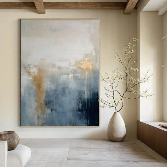 Blue - Gray Haze with Gold Flecks - Abstract Atmosphere Art CT1211