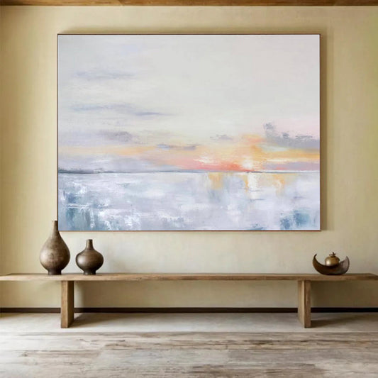 “Subtle Sunset Abstract” Abstract Minimalist Painting On Canvas DKH420