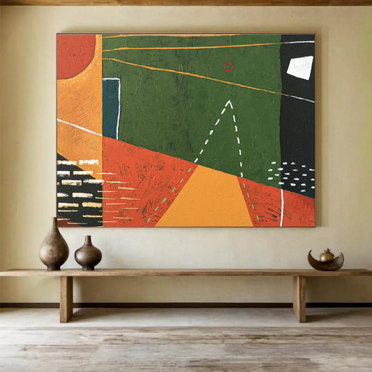 “Colorful Geometric Pathways” Abstract Acrylic Painting On Canvas DKH558