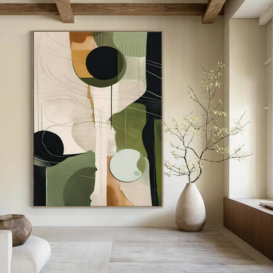 Green - Geometric Circles & Lines - Abstract Bauhaus - Style Acrylic CT1276