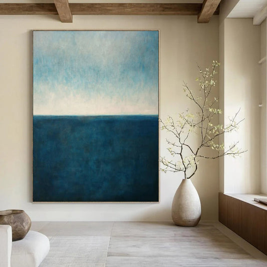 “Blue & White Minimalist Seascapes” - Landscape - Inspired Abstract Painting On Canvas CT2326