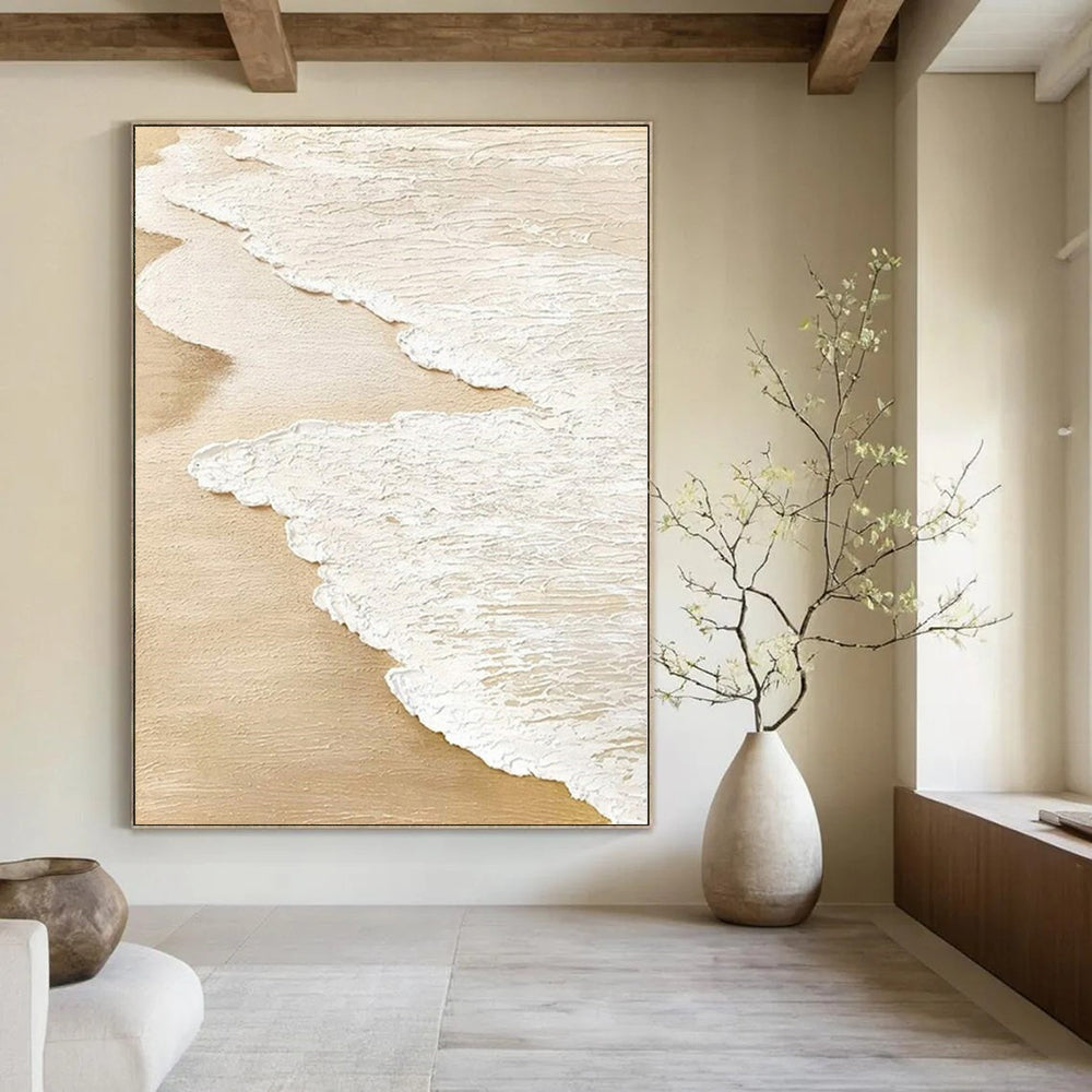 “Textured Sandy Shore Waves” – Impasto Seascape Painting CT1101