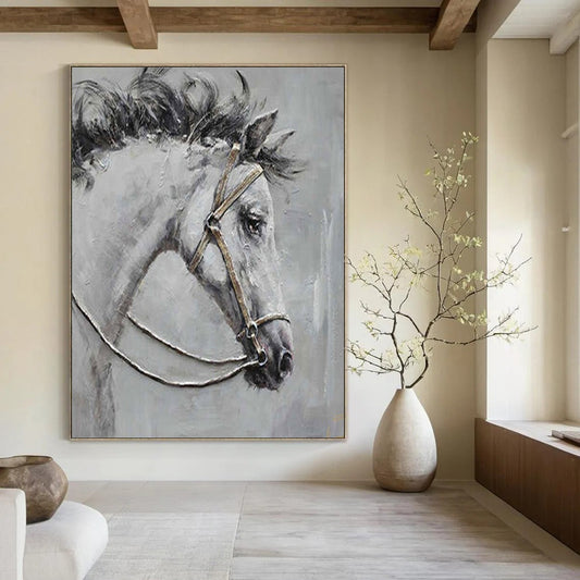 “Textured Horse Portrait” – Impasto Oil Painting On Canvas CT2179