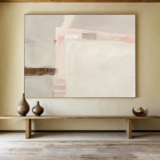 “Soft Pink - White Minimalist” Abstract Acrylic Painting On Canvas DKH432