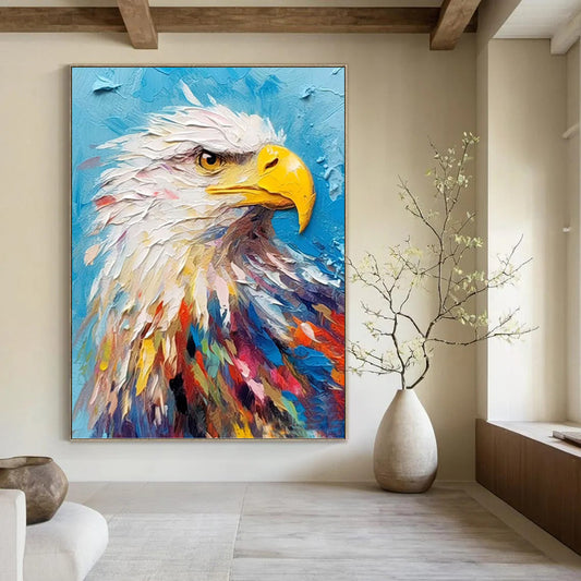 “Colorful Eagle Portrait” - Expressive Animal Painting On Canvas DKH1060
