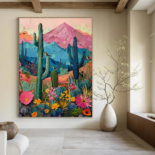 Colorful Desert Landscape - Impasto Landscape Painting On Canvas DKH1402