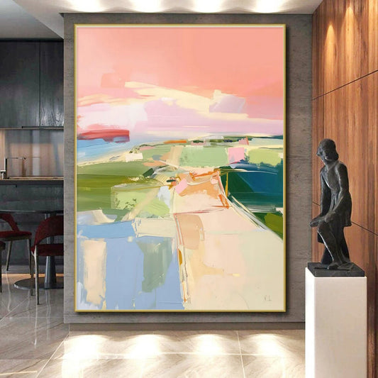 Pastel Landscape Abstraction, "Dreamy Horizons" - Abstract Landscape Painting CT0706