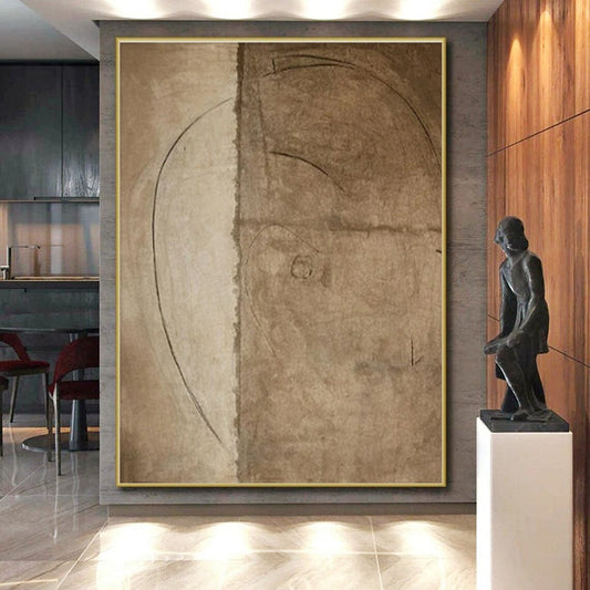 Brown Sketch - like Lines, "Earthy Draft" - Abstract Sketch Painting CT0708