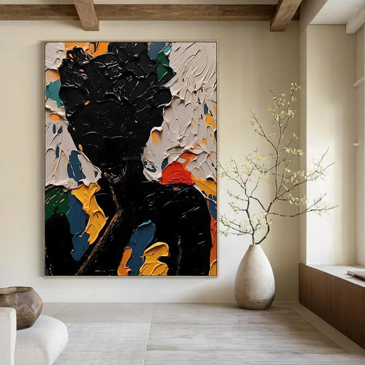 “Colorful Abstract Figure” - Multicolor, Textured Figurative Painting On Canvas DTP308