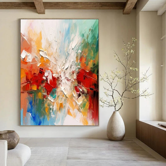 “Colorful Abstract Burst” - Impressionist Abstract Painting On Canvas DTP079