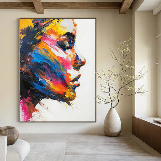 “Colorful Portrait 1” - Vivid Abstract Portrait Painting On Canvas CT2243