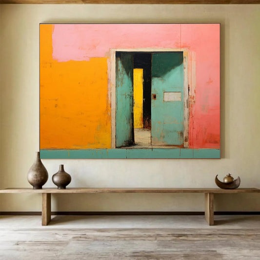 Colorful Doorway - Abstract Architectural Painting On Canvas DKH641