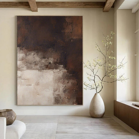 Muted Tonal Abstract in Browns and Whites - Abstract Painting On Canvas DKH1469