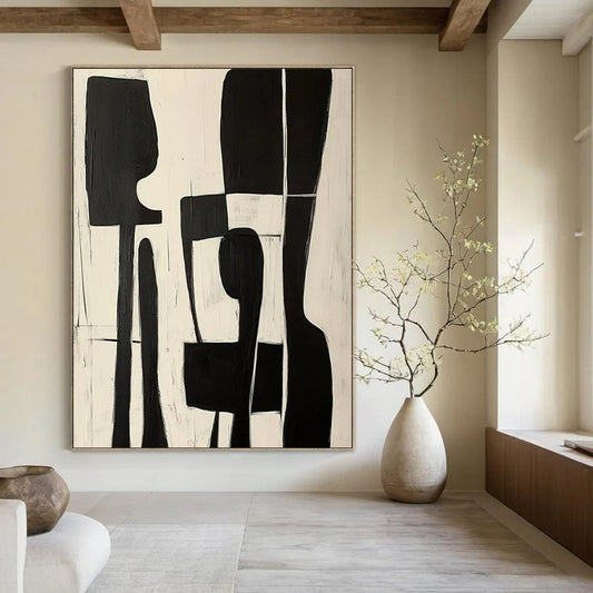 “Black & White Organic Abstract” - Abstract Painting CT2368