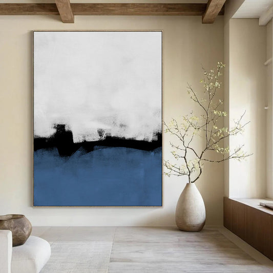 “Monochrome Blues and Whites - Minimalist Abstract” - Acrylic Abstract Art CT1964