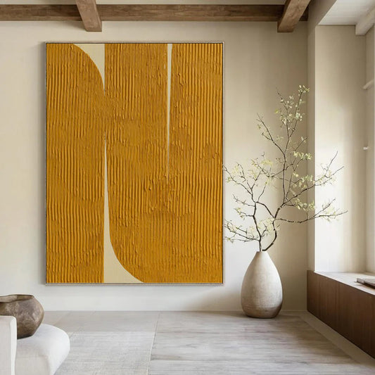 Golden Curves - Minimalist Abstract Painting On Canvas DKH1244