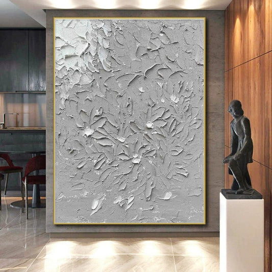 “Gray Textured Floral Abstraction” ,Abstract Textured Painting CT0811