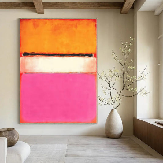 “Color Block Harmony (Orange - Pink - White)” – Color Field Painting CT1184