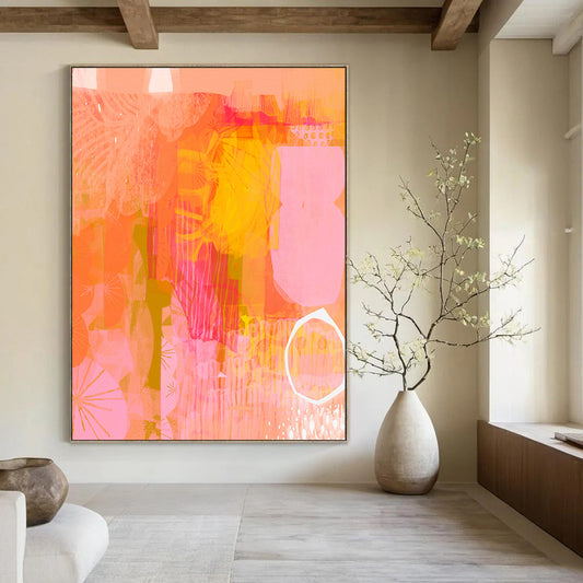 “Coral - Toned Abstract Layers” - Abstract Mixed - Media Art CT2003