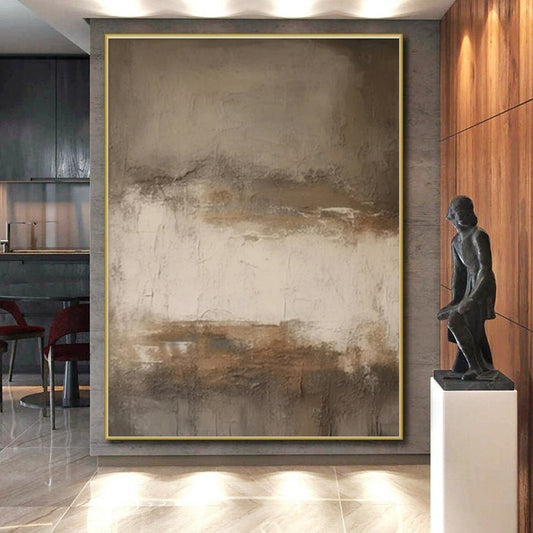Brown - Beige Weathered Layers, "Aged Elegance" - Abstract Textured Painting CT0712