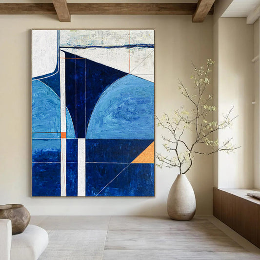 “Blue Geometric Abstract” - Abstract Painting CT2372