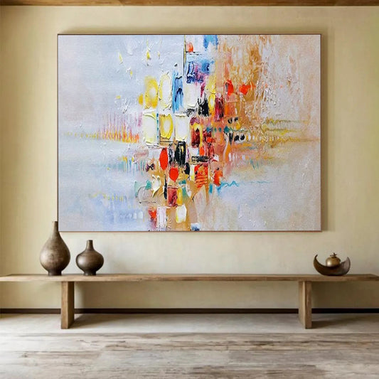 Colorful Abstract Cityscape - Textured Urban Painting On Canvas DLZ180