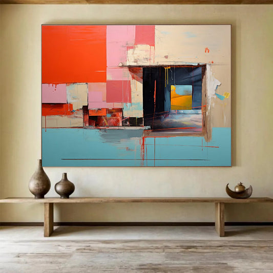 Abstract Architectural Forms - Abstract Architectural Painting On Canvas DKH640