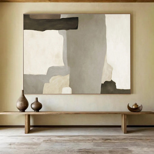 Neutral Geometric Forms - Minimalist Abstract Painting On Canvas DKH607
