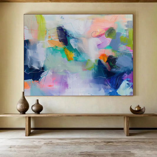 “Colorful Abstract Fusion” Abstract Acrylic Painting On Canvas DKH497