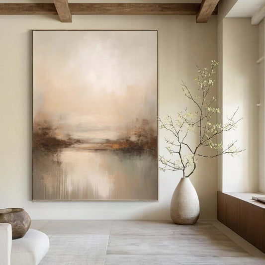 Misty River Landscape - Abstract Landscape Painting On Canvas DKH1252