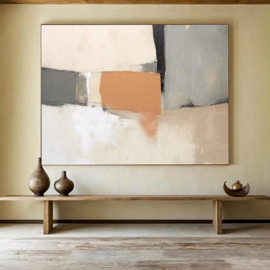 “Neutral Tones With Terracotta Accent” Abstract Painting On Canvas DLZ076