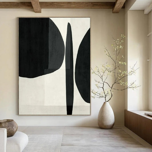 Black - White Abstract Forms I - Minimalist Abstract Ink Painting CT1426