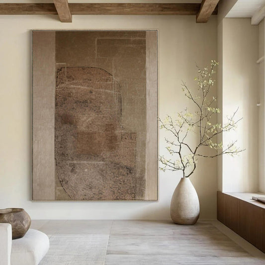 Vintage Map - Like Textures in Brown - Mixed - Media Abstract CT1286