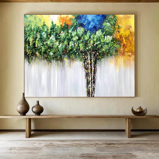 Colorful Canopy Vibrant Tree Abstract Painting On Canvas DKH176