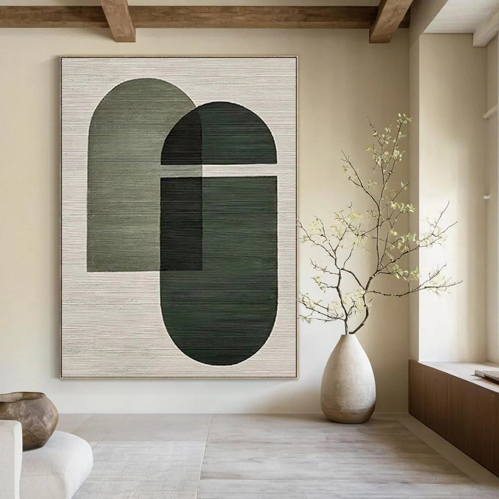 “Green Geometric Overlap - Modern Harmony” Painting On Canvas DKH1131
