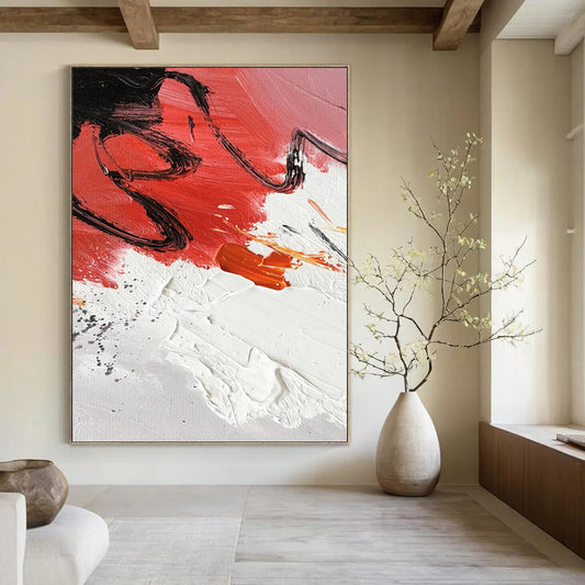 Red and Black Abstract Energy - Abstract Expressionist Painting On Canvas DKH1290