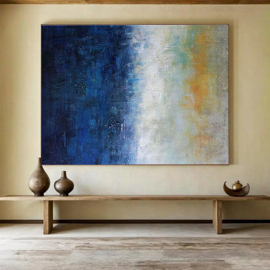 “Blue and Orange Gradient Abstract” - Evocative Abstract Painting On Canvas DKH854