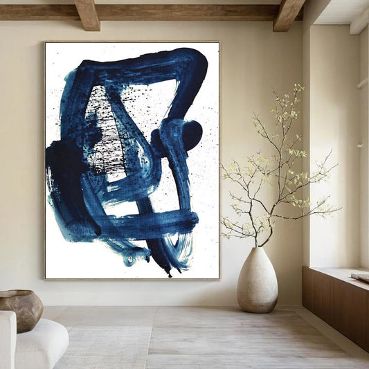 “Indigo Abstract Gestures” - Abstract Expressionist Painting On Canvas DTP161