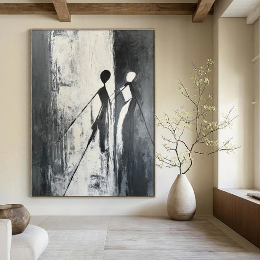 “Silhouettes in Black and White” - Minimalist Figurative Painting CT1996